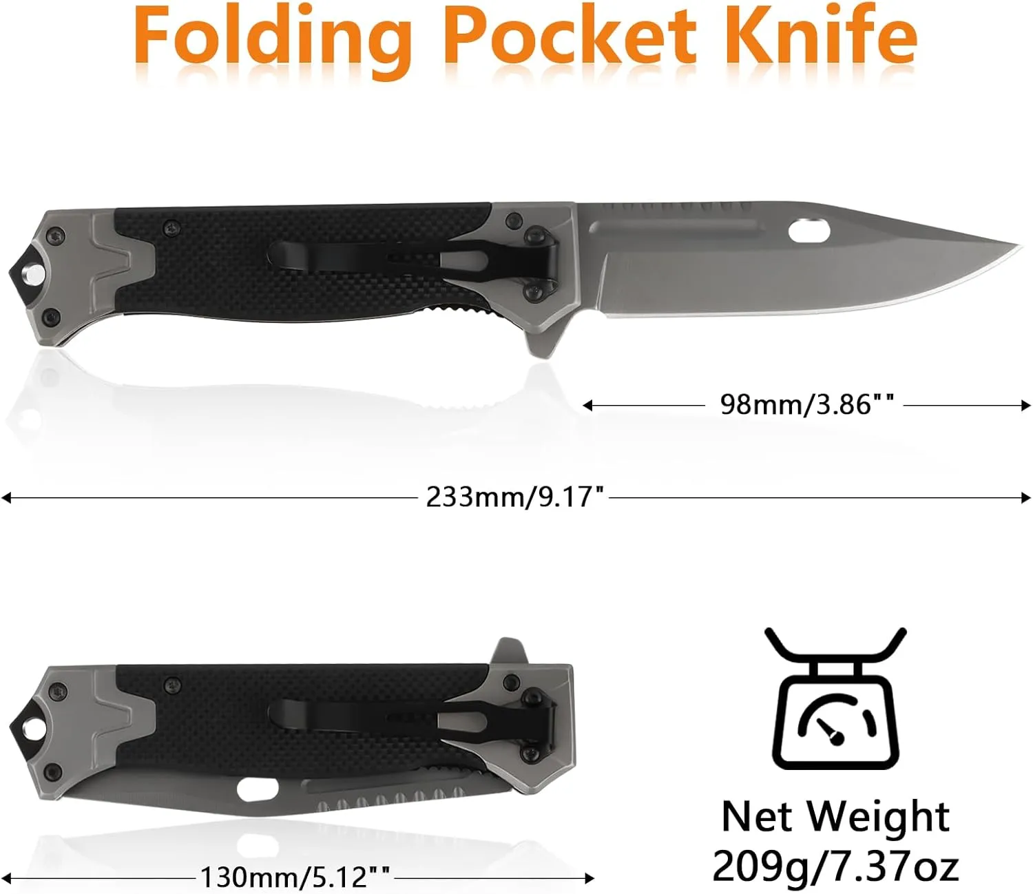 Pocket Folding Knife, 3.86" 3CR13 Blade Folding Knife with Pocket Clip Glass Breaker, Tactical Compact Survival Foldable Tools for Camping Hiking, Gift for Men & Women