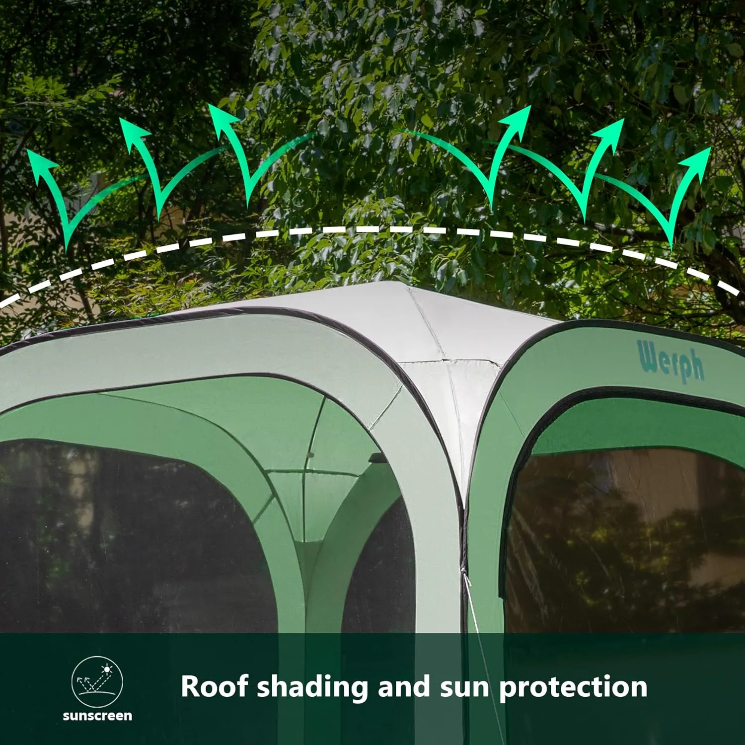 Pop Up Tent，Portable Canopy Tent with Mesh Mosquito Net, Screen House Room Canopy Shade Screen Tent 6 x 6 FT with Carry Bag for Patio, Backyard, Sports & Outdoors Activities, Green