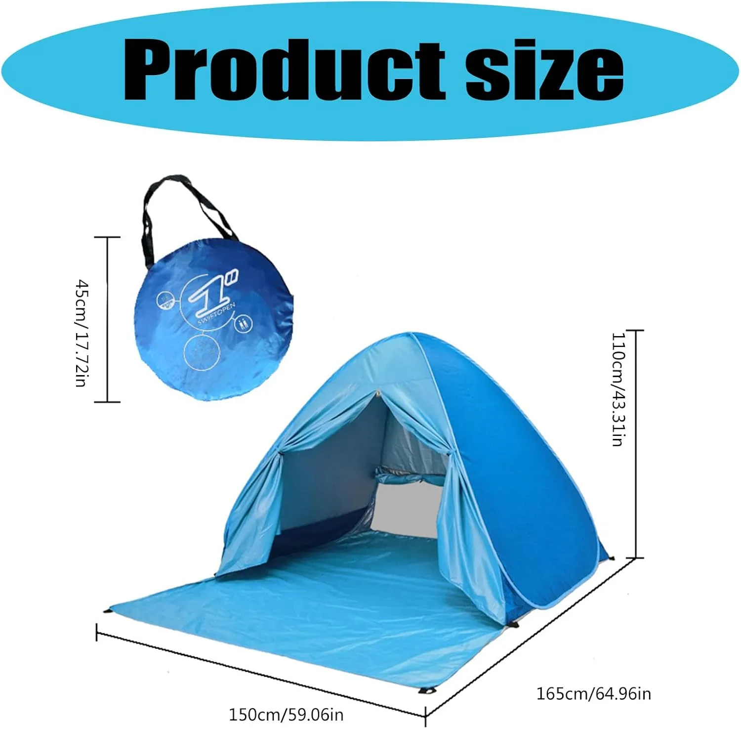 Portable Camping Tent Outdoor Automatic Quick Open Tent 2-3 Persons Beach Tent for Sun Shelter, Travel, Outdoor Hiking