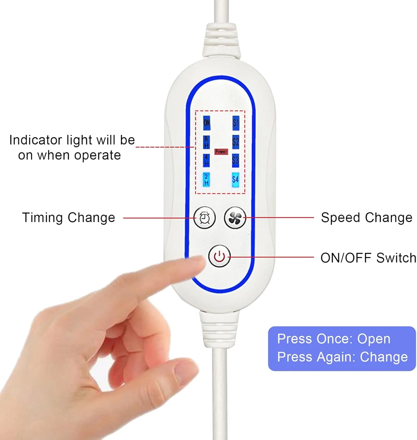 Portable Ceiling Fan USB Powered Canopy Fan with Speed Timer switch, Quiet Small DC USB Ceiling Fan Hanging Fan with 6 Blades for Camping Cruise RV Tent Gazebo Bed Dormitory Home Room