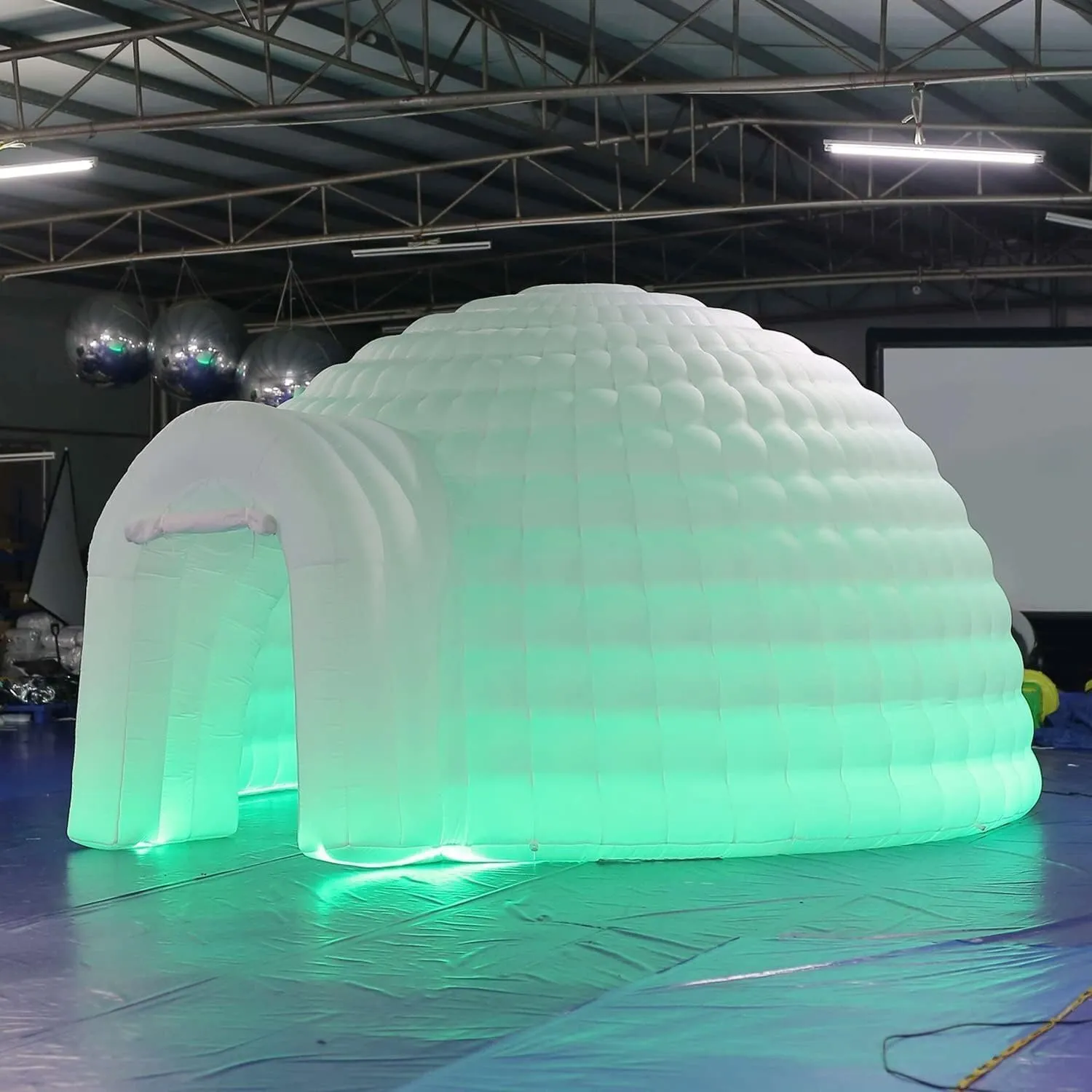 Portable Inflatable Igloo Dome Tent Inflatable Marquee Canopy Shelter with Air Blower for Exhibition Camping Party（16.4ft Diameter with Blower and LED Light）