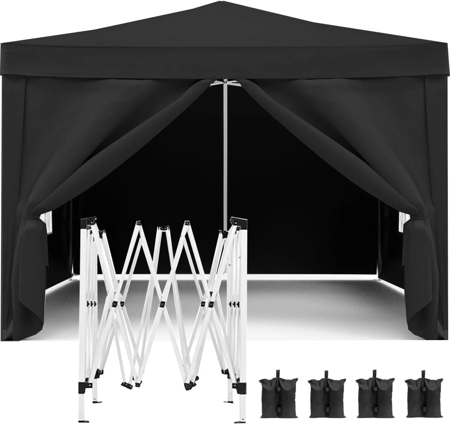 Portable Outdoor Shelter with UPF 50  Canopy and Removable Sidewalls, 10' x 8.5', Black