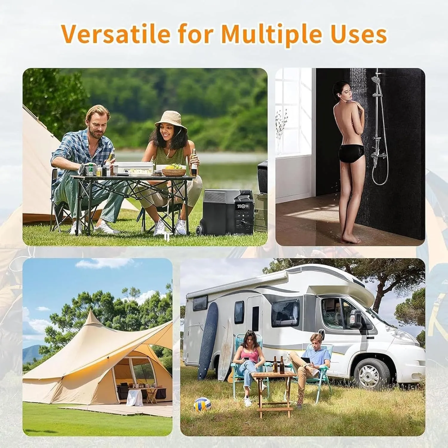 Portable Shower Tray, Foldable Shower Base,Portable Camping Shower Tray with Drain Pipe | Tent Bathing Tray Awning Base,High Capacity Shower Tent Tray for Camping Beach Outdoor Shower,80x80x10cm