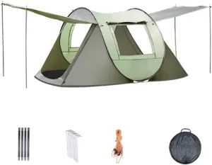 Portable Tent 3-4 Person Easy Pop up Tents for Campiwith Vestibule, Waterproof Instant Setup Popup Tent Big Family Campibeach Outdoor Campihikisun Shelter