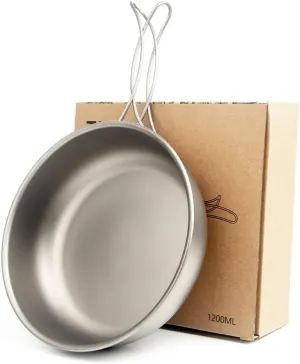 Pure Titanium Frying Pan 1200ML, Lightweight And Portable Folding Tableware, Suitable For Outdoor Camping