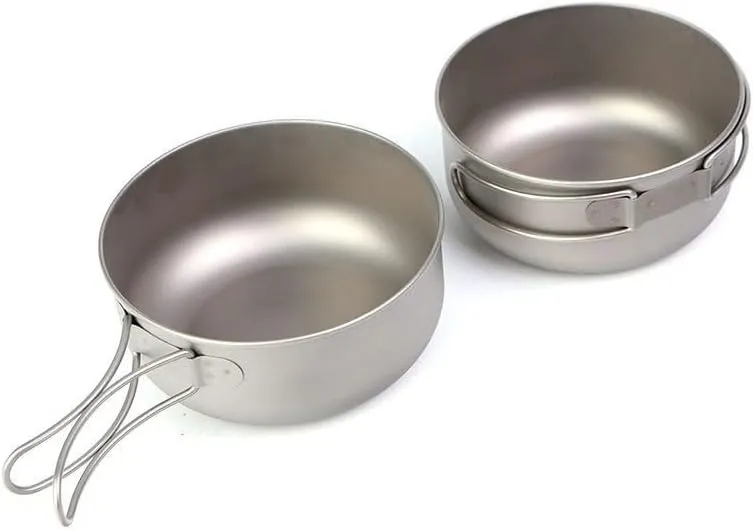 Pure Titanium Frying Pan, Foldable Portable Titanium Bowl Suitable For Outdoor Camping Barbecue(500ML)