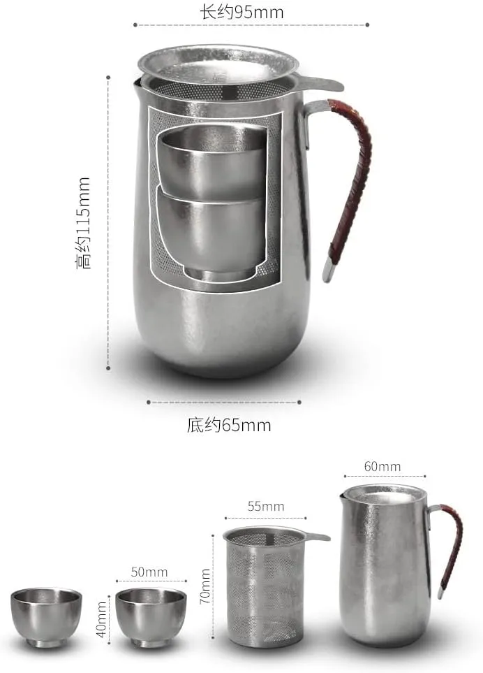 Pure titanium tea set outdoor camping portable travel tea set(Purple)