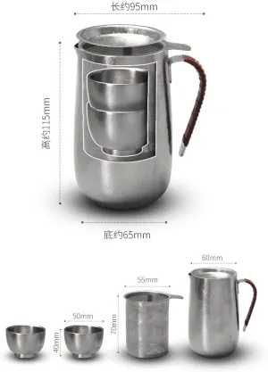 Pure titanium tea set outdoor camping portable travel tea set(Purple)