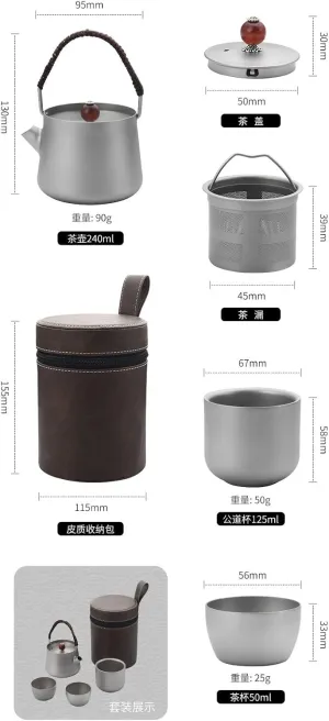 Pure Titanium Tea Set Outdoor Travel Portable Tea Set
