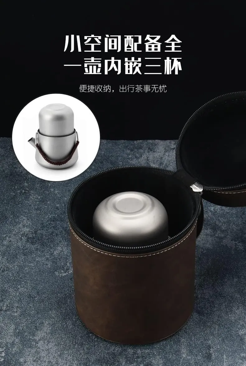 Pure Titanium Tea Set Outdoor Travel Portable Tea Set
