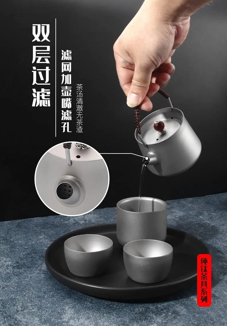 Pure Titanium Tea Set Outdoor Travel Portable Tea Set