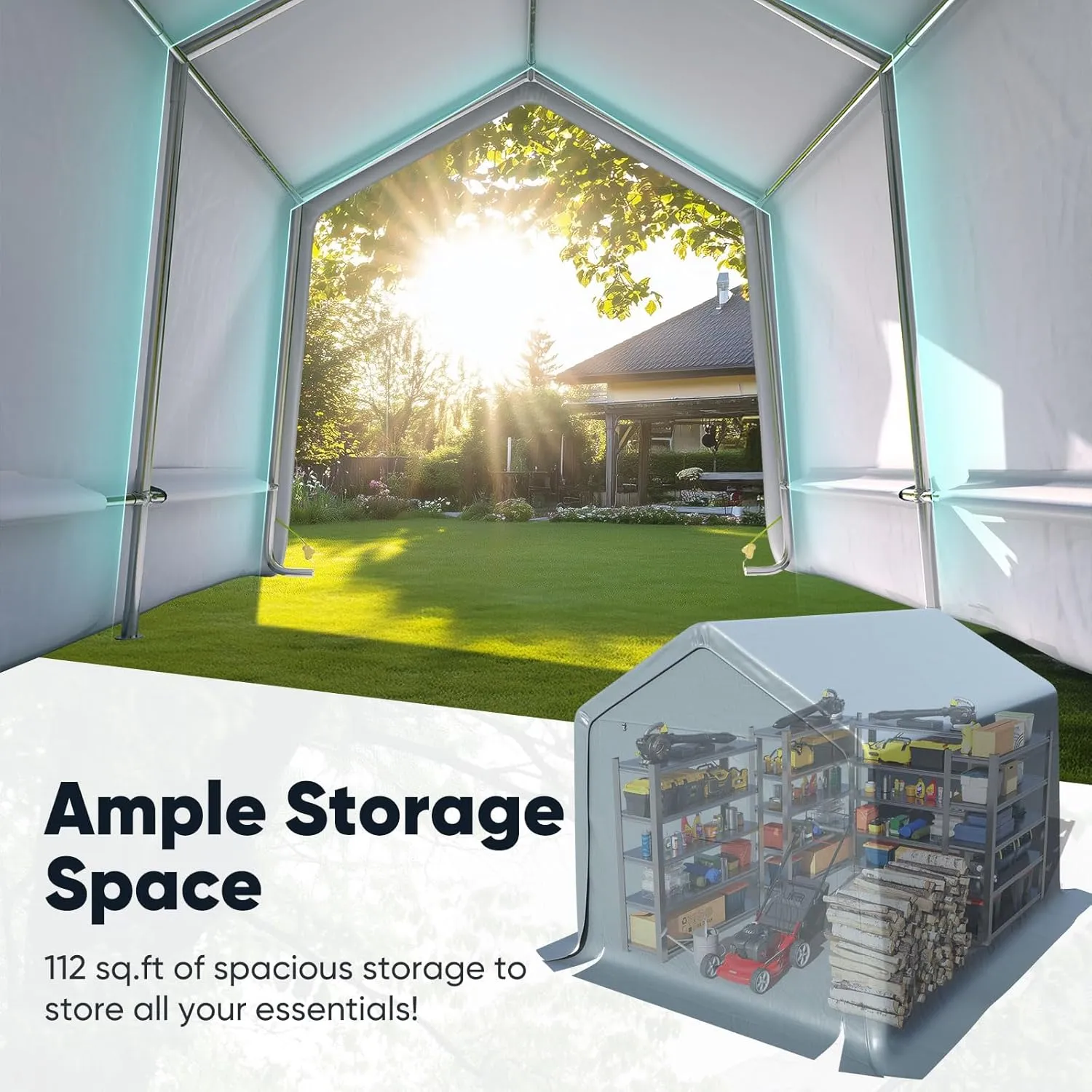Quictent 8x10FT Carport Shelter with Roll-Up Mesh Windows & Reinforced Frame, Portable Garage Canopy for Motorcycle Storage, Outdoor Equipment, Patio Furniture Cover - Dark Gray