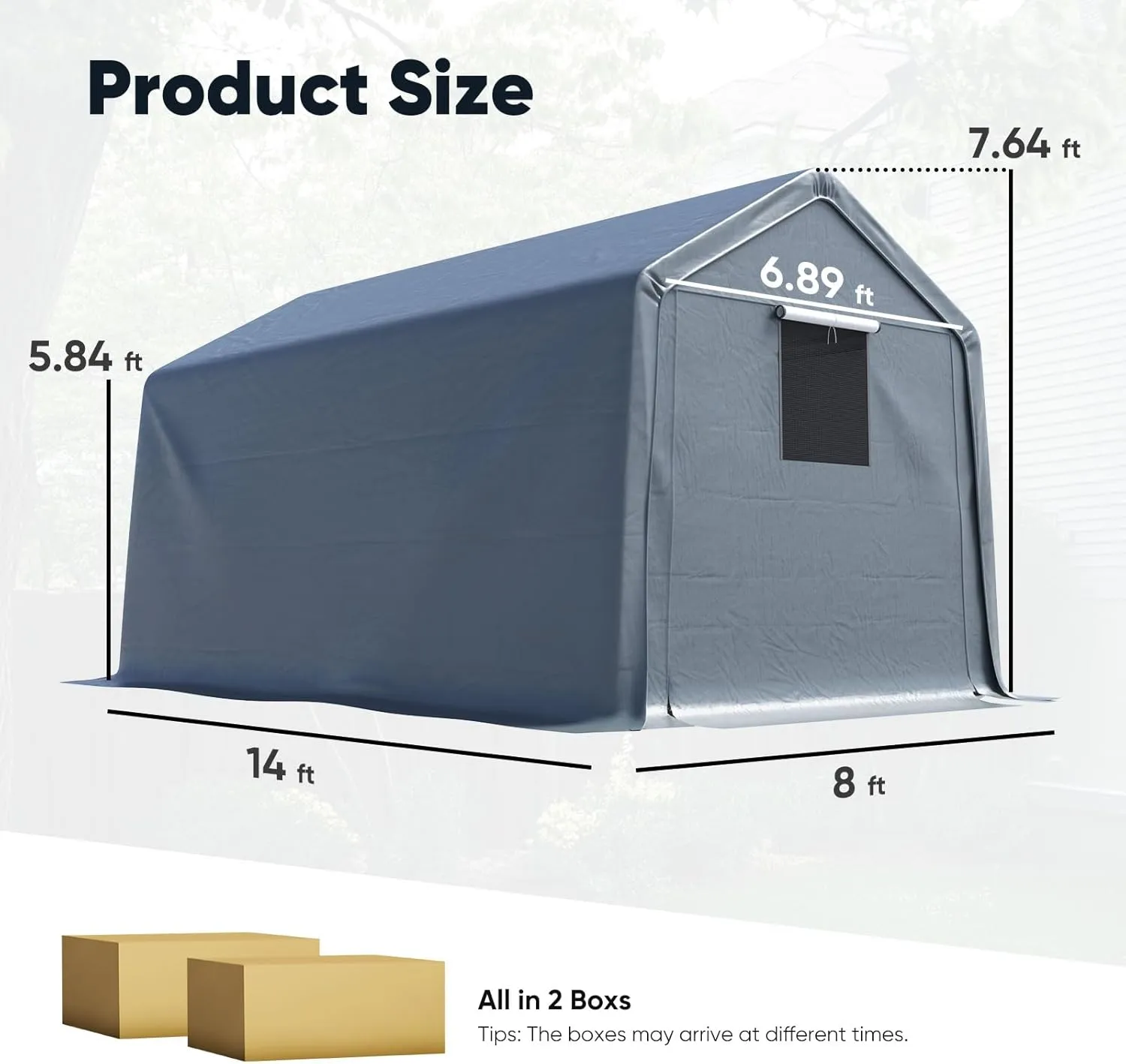Quictent 8x14FT Carport Shelter with Roll-Up Mesh Windows & Reinforced Frame, Portable Garage Canopy for Motorcycle Storage, Outdoor Equipment, Patio Furniture Cover - Dark Gray