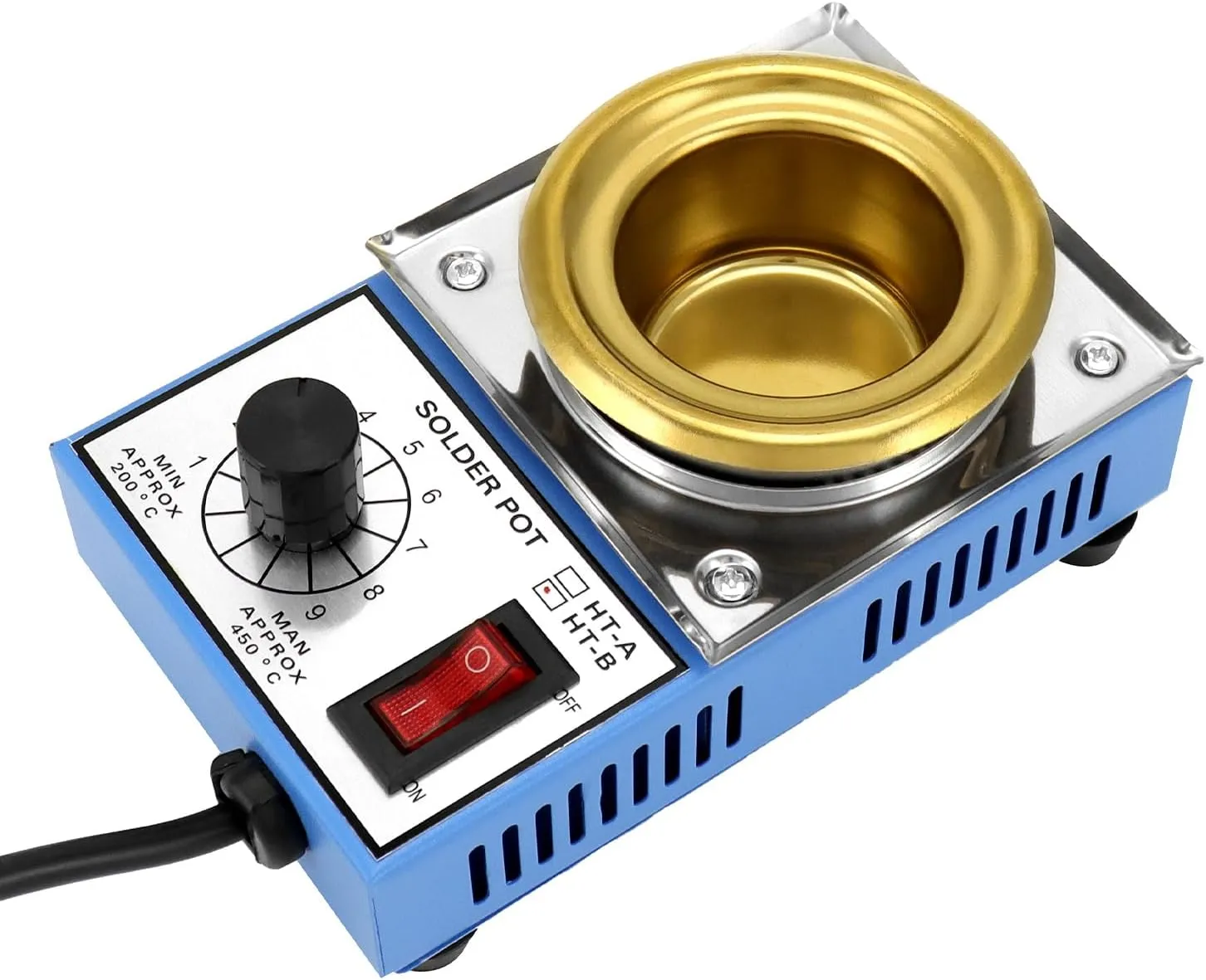 QWORK Solder Pot, 2 Pcs 150W 110V, 50mm Soldering Bath Titanium Plate, Capacity 500g 200-450°c,Include Extra 50mm pot& Solder Paste Scraper for Welding and Soldering Bath