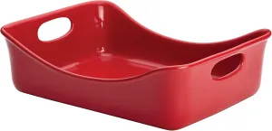 Rachael Ray Solid Glaze Ceramics Bakeware / Lasagna Pan / Baker, Rectangle - 9 Inch x 12 Inch, Red