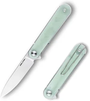 REALSTEEL IRIS Pocket Knife, Folding Knife, Flipper, Liner Lock, 2.99" 12C27 Steel Blade, Lightweight G10 Handle, 1.74oz, Deep-carry Pocket Clip, EDC Outdoor Indoor, Gifts for Men Women Camping Hiking Climbing Fishing (Natural G10)