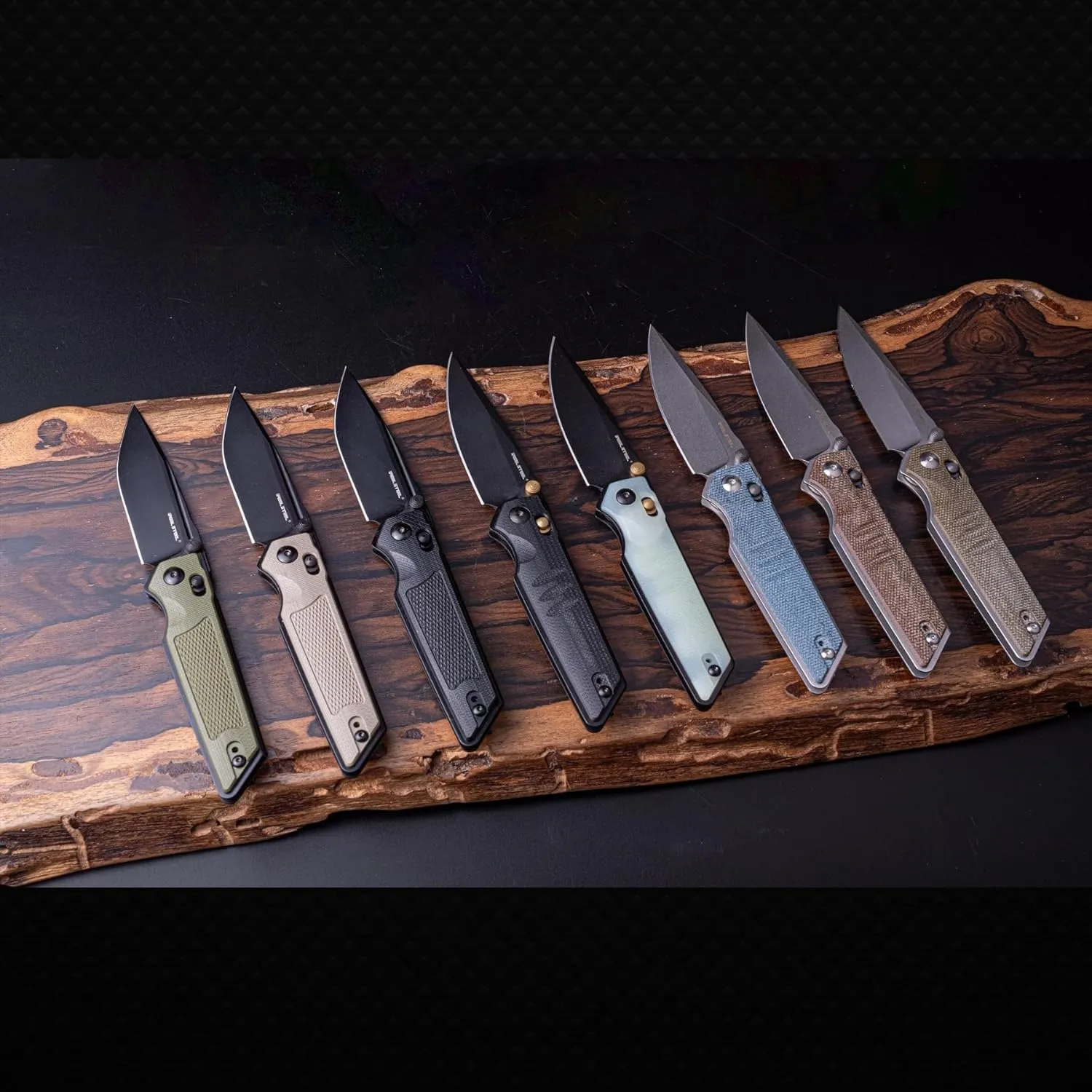REALSTEEL SACRA Pocket Knife, Folding Knife, Crossbar Lock, 3.31" Böhler K110 Steel Blade, Thumb Stud, G10/Micarta Handle, 2.58oz, Deep-carry Pocket Clip, EDC Outdoor Indoor, Gifts for Men Women Camping Hiking Climbing Fishing (Black/Green Tac G10)