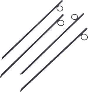 Rebar Stake with Loop 4pcs Heavy Duty Steel for Tent and Canopy Secure Ground Holding, 3/8" Diameter, 18 Inch Length, Black