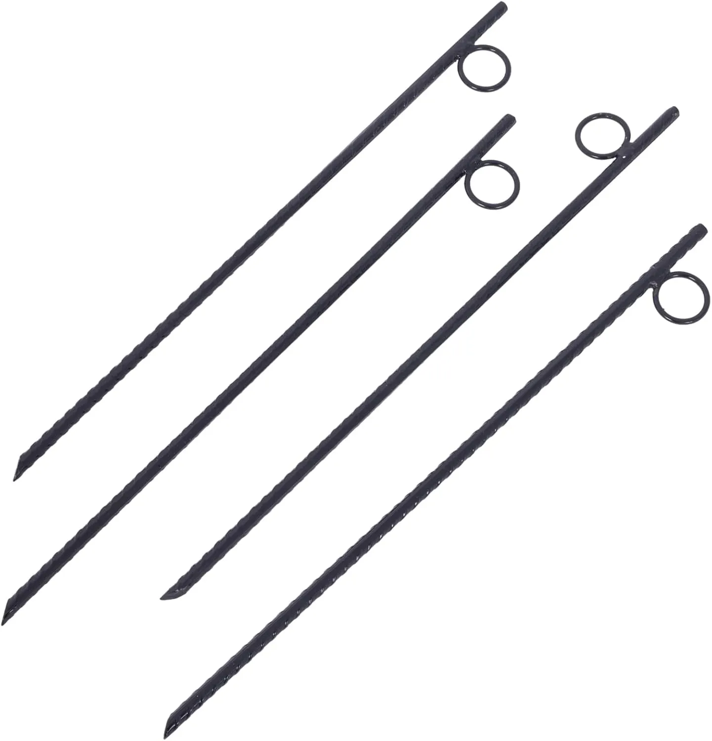 Rebar Stake with Loop 4pcs Heavy Duty Steel for Tent and Canopy Secure Ground Holding, 3/8" Diameter, 18 Inch Length, Black