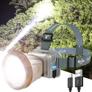 Rechargeable Headlamp, 3000 High Lumen Bright Headlamp with Adjustable Head, Motion Sensor IPX4 Waterproof USB Fast Charging Headlight, 3 Modes for Outdoor Running Hunting Hiking Camping Gear