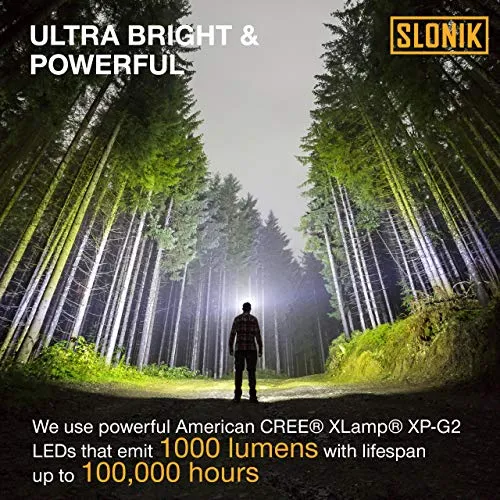 Rechargeable Headlamp for Adults-1000 Lumens Super Bright 60' Beam LED Flashlight