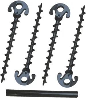 Red Suricata Ground Anchor Screws - 4-Pack of Ultra Strong Sun Shade Canopy Tent All Terrain Tarp Stakes