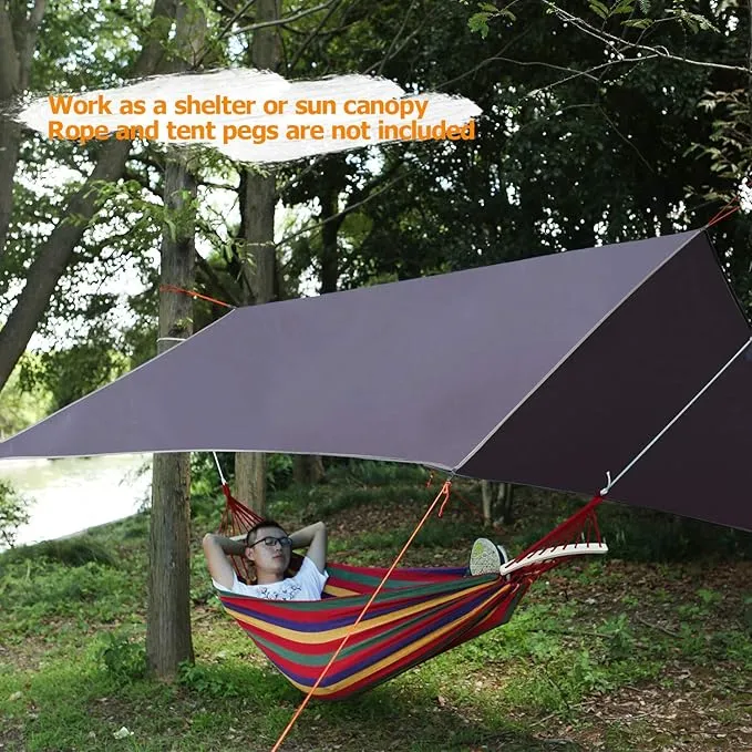 REDCAMP Large Waterproof Camping Tarp Lightweight, Multifunctional Insulated Tent Footprint for Camping Hiking Backpacking, Grey 118"x116"
