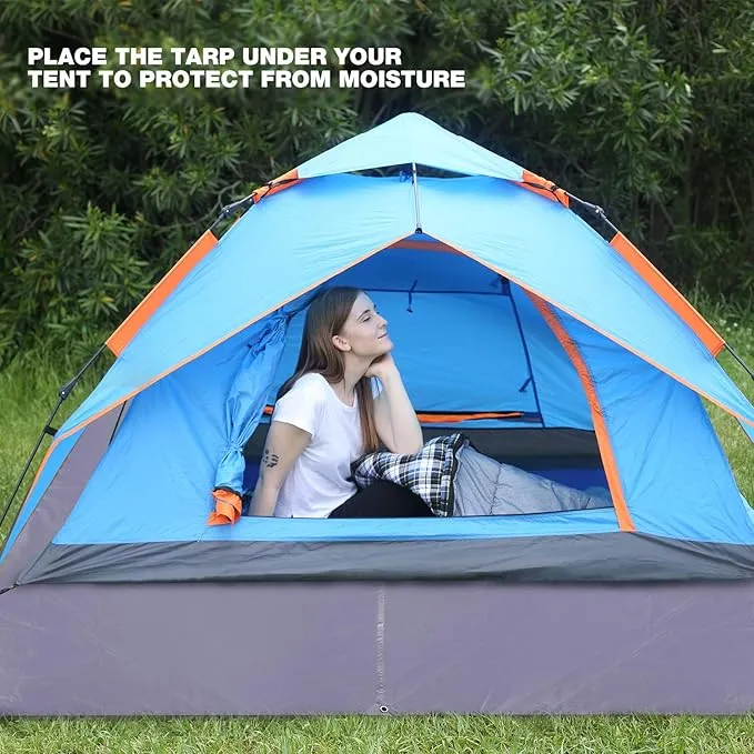 REDCAMP Large Waterproof Camping Tarp Lightweight, Multifunctional Insulated Tent Footprint for Camping Hiking Backpacking, Grey 118"x116"
