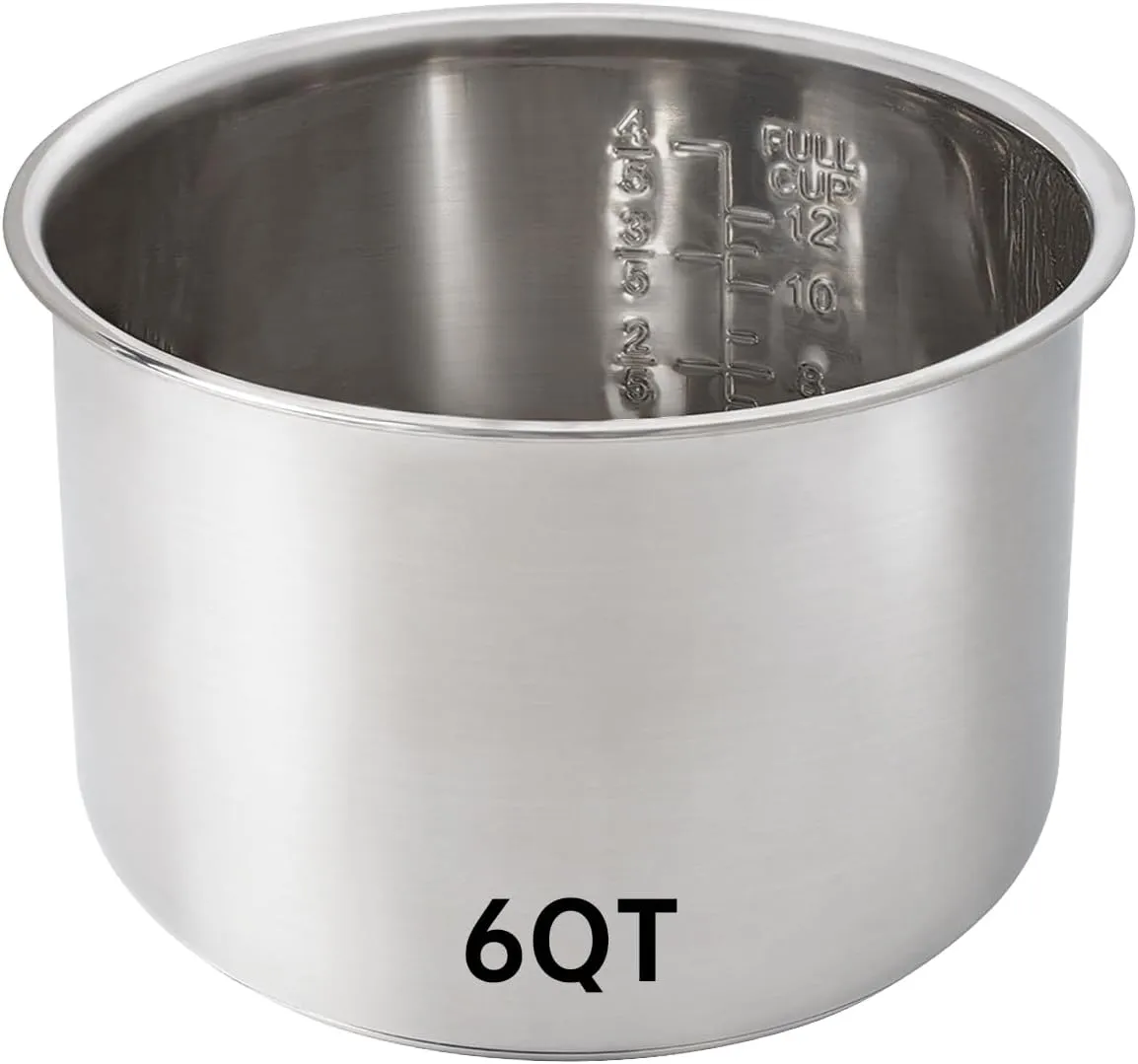 Replacement Inner Pot for Instant 6 quart - Stainless Steel Rice Cooker Pot Replacement, Polished Surface with Markings, Nonstick Replacement Insert Liner, for Instant Pot Accessories