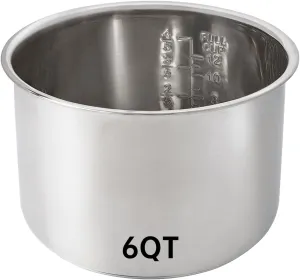 Replacement Inner Pot for Instant 6 quart - Stainless Steel Rice Cooker Pot Replacement, Polished Surface with Markings, Nonstick Replacement Insert Liner, for Instant Pot Accessories