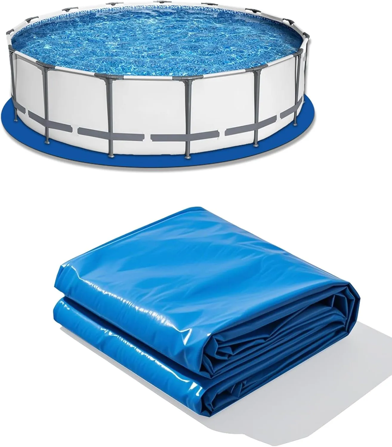 Round Pool Liner Pad, Outdoor Pool Floor Tarp Prevents Punctures and Wear, Leak-Proof, Pool Liner for Above Ground Swimming Pool, Outdoor Pool Mat (27 FT)
