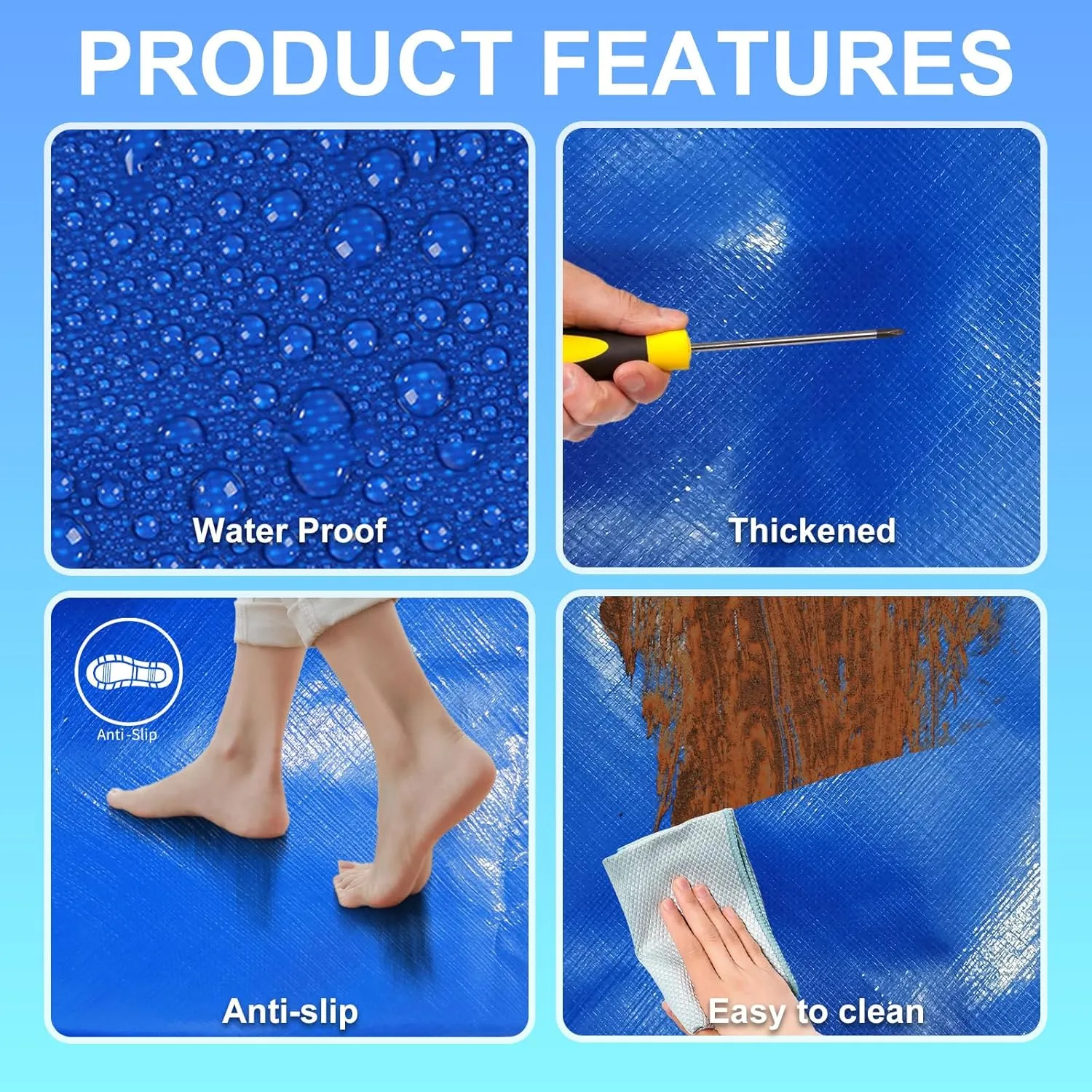 Round Pool Liner Pad, Outdoor Pool Floor Tarp Prevents Punctures and Wear, Leak-Proof, Pool Liner for Above Ground Swimming Pool, Outdoor Pool Mat (27 FT)