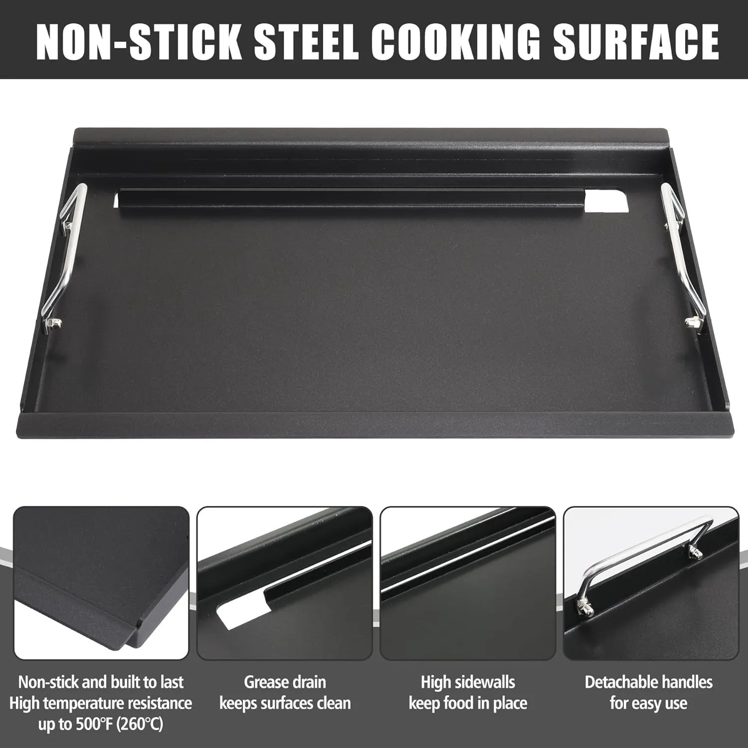 SafBbcue Full Size Griddle Inserts for Home Depot Nexgrill 720-0830H 720-0888 720-0783E Flat Top Griddle for Nexgrill Replacement Parts 720-0830 720-0958 720-0670A 720-0830D, Carbon Steel