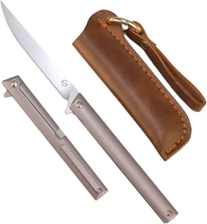Samior GP035 Small Slim EDC Folding Pocket Flipper Knife, 3.5 Inch Bohler M390 Blade, Gentleman's Knife, Frame Lock, Titanium Handle, Pocket Clip, 1.5oz