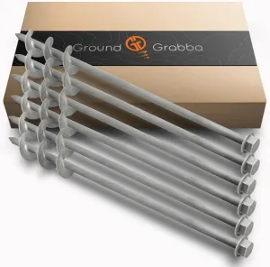 Screw in Tent Stake for Sand and Loose Ground | Premium Drill Driven Ground Anchor Earth Screws| x6 GroundGrabba Pro I