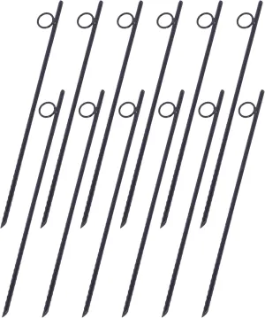 Secure Your Tent with Durable 12-Pack Rebar Stakes, 3/8" Diameter, 18" Length, Steel Construction for Campsites and Canopies, Black