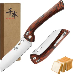 SENBON 440 Stainless Steel Super Sharp Pocket Folding Chef Knife Peeling Utility Knife Fruit Knife Handle Camping Barbecue Outdoor Back Clip Portable