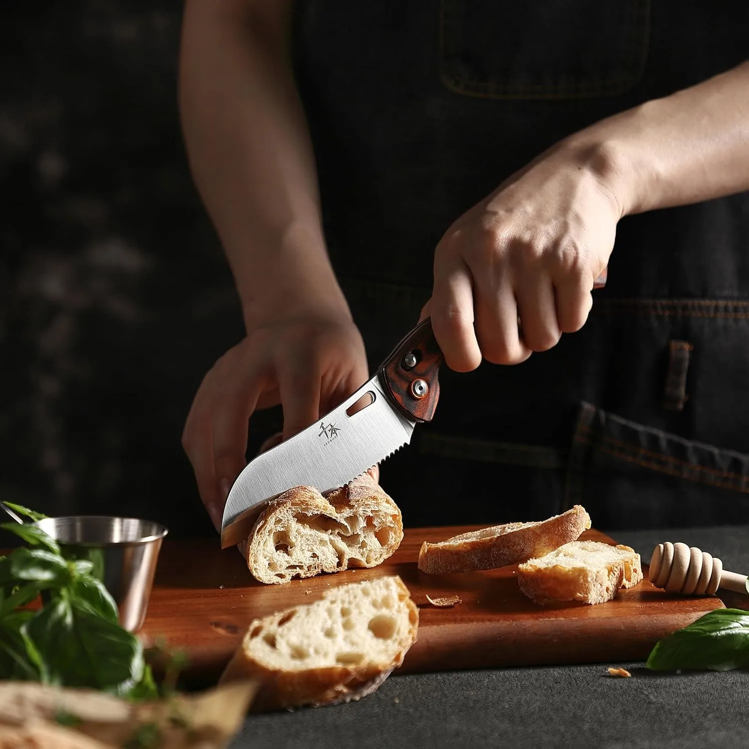 SENBON 440 Stainless Steel Super Sharp Pocket Folding Chef Knife Peeling Utility Knife Fruit Knife Handle Camping Barbecue Outdoor Back Clip Portable