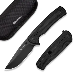 SENCUT Regnator Folding Pocket Knife, EDC Knife with 3.48'' 9Cr18MoV Blade & G10 Handle, Gift for Men Women Camping Hiking S24057-1 (Black)
