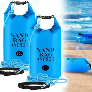 ShinyRelief 2 Set 20L Float Anchor Kit 2 in 1 PWC Sand Anchor Bags with Adjustable Straps, Waterproof Dry Bag for Pool Beach Floats Rafts Pool Chair Umbrella Tent Inflatables Water Sports