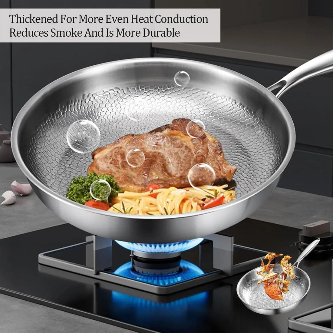 Siraatskitchen Titanium Hammered Pan Pro, 10/11/12IN Hand-Forged Non-Stick Titanium Pans Pro for Cooking 2.0, Multifunctional Durable Safety Frying Pans for Cooking (1PC Pan Not Lid,10IN)
