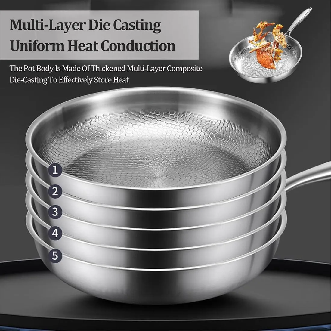 Siraatskitchen Titanium Hammered Pan Pro, 10/11/12IN Hand-Forged Non-Stick Titanium Pans Pro for Cooking 2.0, Multifunctional Durable Safety Frying Pans for Cooking (1PC Pan Not Lid,10IN)