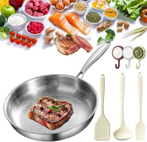 Siraatskitchen Titanium Hammered Pan Pro, 10/11/12IN Hand-Forged Non-Stick Titanium Pans Pro for Cooking 2.0, Multifunctional Durable Safety Frying Pans for Cooking (1PC Pan Not Lid,10IN)