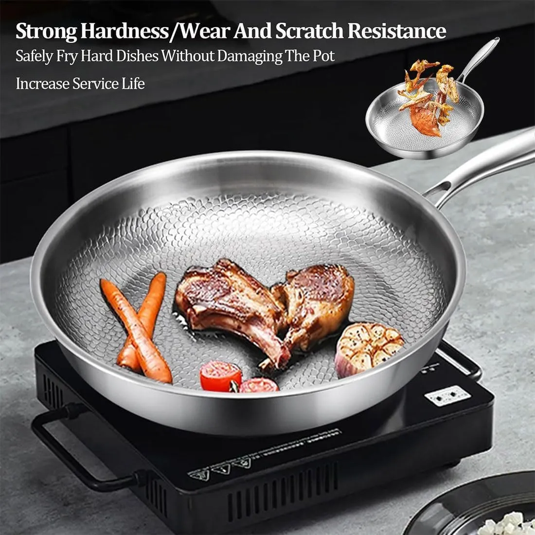 Siraatskitchen Titanium Hammered Pan Pro, 10/11/12IN Hand-Forged Non-Stick Titanium Pans Pro for Cooking 2.0, Multifunctional Durable Safety Frying Pans for Cooking (1PC Pan Not Lid,10IN)