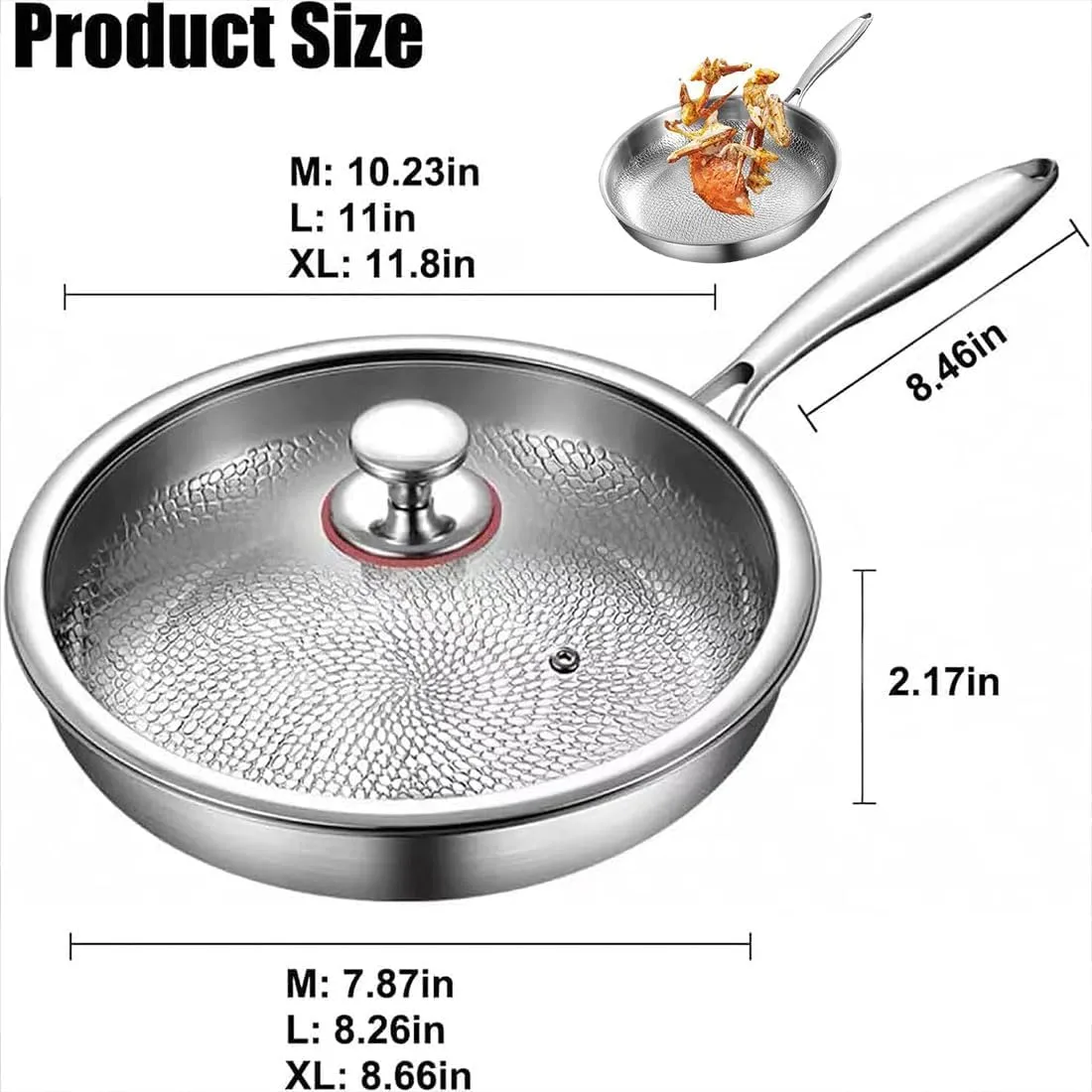 Siraatskitchen Titanium Hammered Pan Pro, 10/11/12IN Hand-Forged Non-Stick Titanium Pans Pro for Cooking 2.0, Multifunctional Durable Safety Frying Pans for Cooking (1PC Pan Not Lid,10IN)