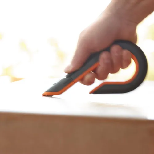slice® Box Cutters, Double Sided, Replaceable, 1.29" Carbon Steel Blade, 7" Nylon Handle, Gray/Orange