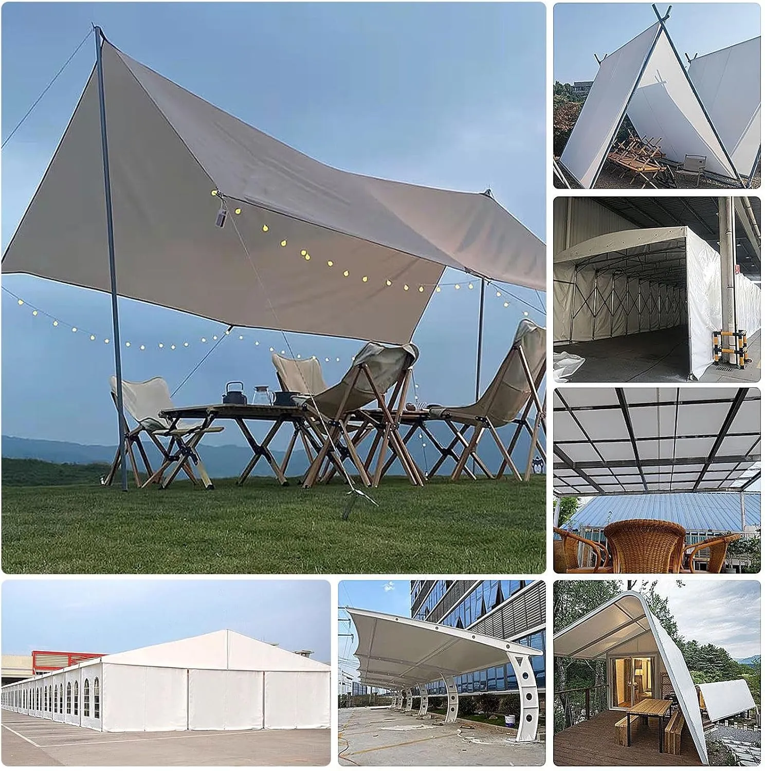 Small Multipurpose Cover, Multipurpose Heavy Duty Tarp Sheet, Strong Ground Cover Thick Lorry Tarp Sheet with Reinforced Grommets, for Outdoor Use White Canopy Tent(1x1.8m)