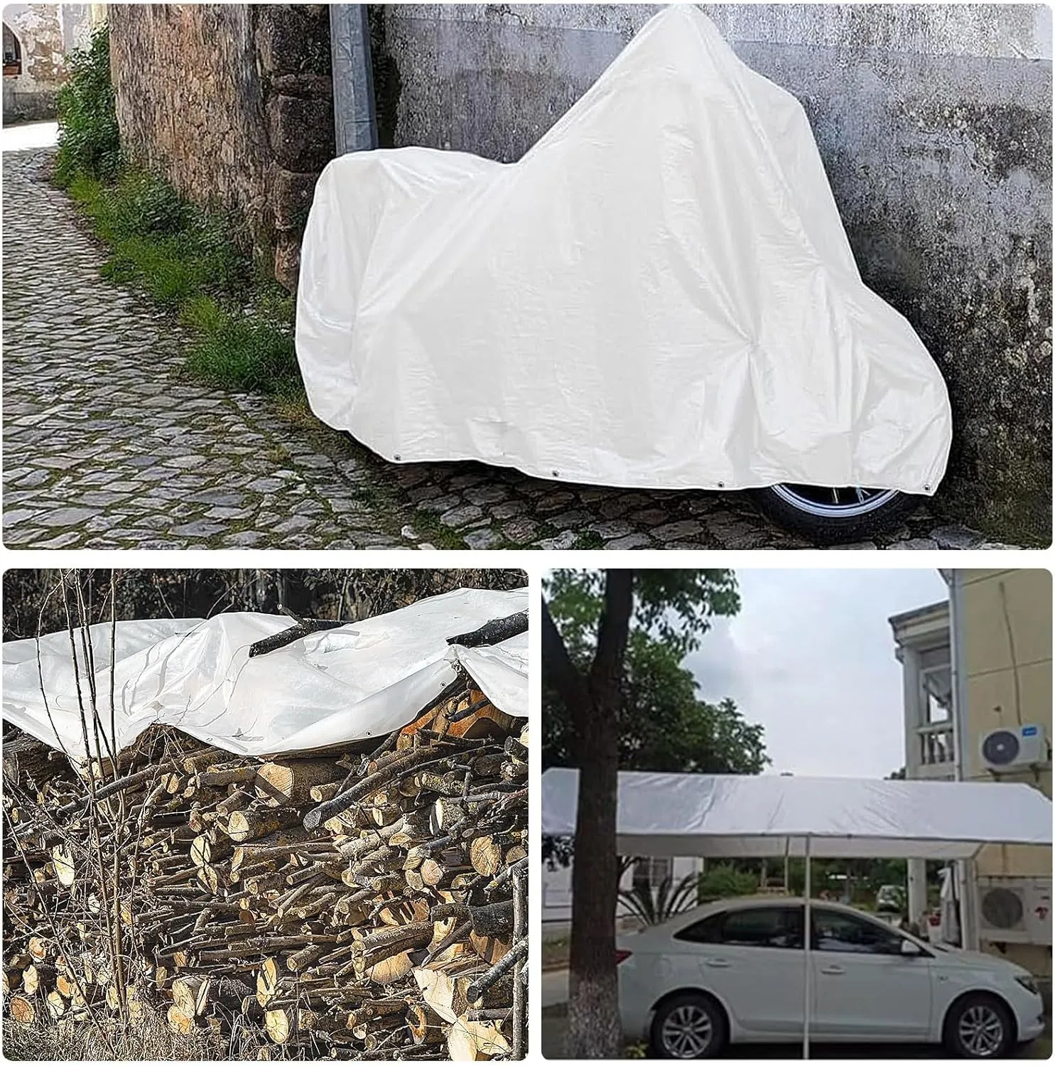 Small Multipurpose Cover, Multipurpose Heavy Duty Tarp Sheet, Strong Ground Cover Thick Lorry Tarp Sheet with Reinforced Grommets, for Outdoor Use White Canopy Tent(1x1.8m)
