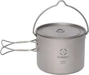 S'more Titanium Hanging Pot Titanium Mug, Camping, Barbecue Hanging Pot, Direct Fire, Single, Titanium Mug with Lid, Ultra Lightweight, Compact, Folding Handle, 5.3 fl oz (1,600 ml)