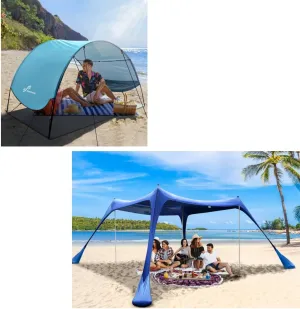 Sportneer Beach Tent Sun Shelter, UPF 50  UV Protection Beach Canopy Tent Sun Shade, 10x10FT Beach Canopy Sun Shelter, Outdoor Beach Shade Canopy for Beach Camping Fishing
